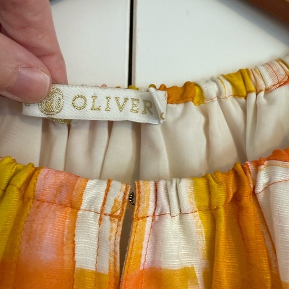 Marie Oliver Greta Puff Sleeves Golden Madras Mini Dress Sz Large - Picture 5 of 14